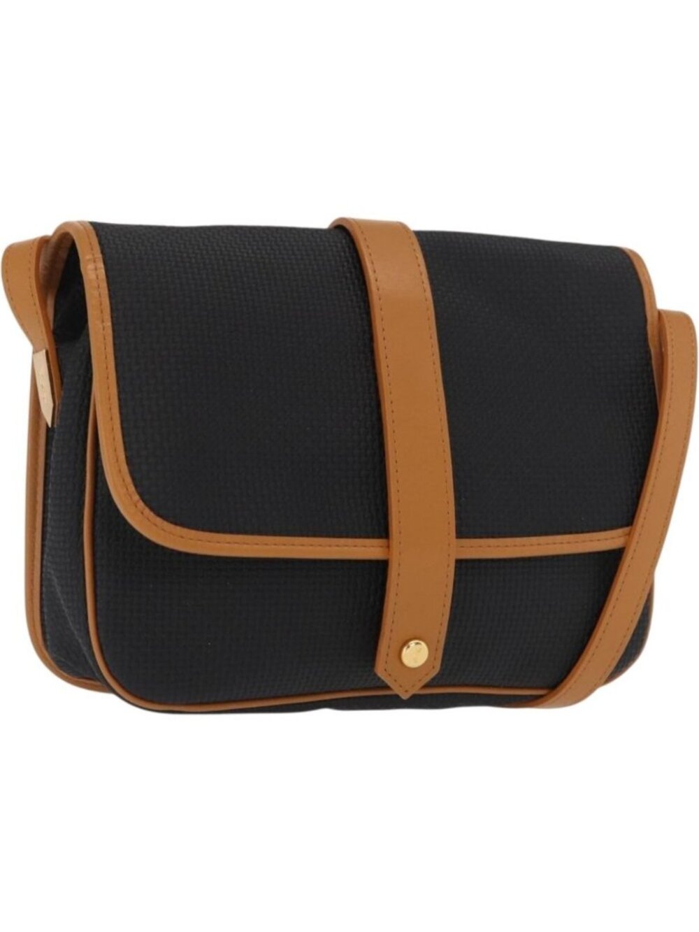SAINT LAURENT Shoulder Bag Coated Canvas Black Gold